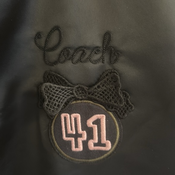 Coach reversible rose bomber varsity letter preppy jacket coat black and pink - Picture 5 of 7